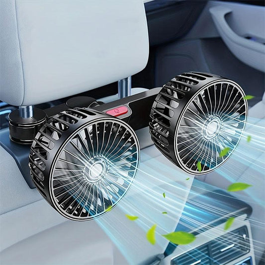 🌞Sommarrea – 50 % rabatt🔥USB-fläkt med dubbla fläktblad för bilbarnstol, 3 hastigheter, 360° vridbar