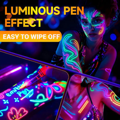 ✨ Superrea -50%! 🎨 UV-Lysande Kroppsmålningspennor (8 Neonfärger) – Perfect för Fester, Festivaler & Barnpartier 🎉 | Hudsäker, Snabbtorkande & Enkelt Borttagbart 👻