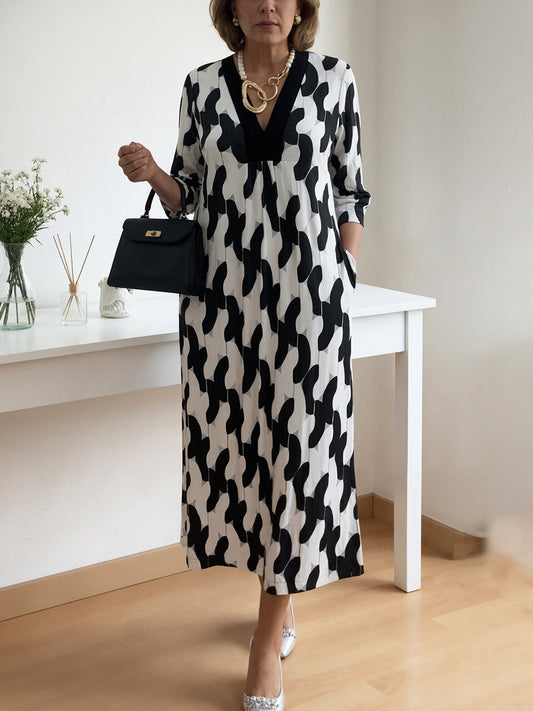 🌸Tidig vårrea – 50 % RABATT!🔥 Casual chic maxiklänning – V-ringning, halvlånga ärmar, perfekt för vardagsbruk ✨