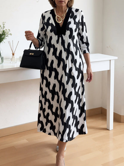 🌸Tidig vårrea – 50 % RABATT!🔥 Casual chic maxiklänning – V-ringning, halvlånga ärmar, perfekt för vardagsbruk ✨