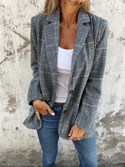 Casual rutete blazer med revers