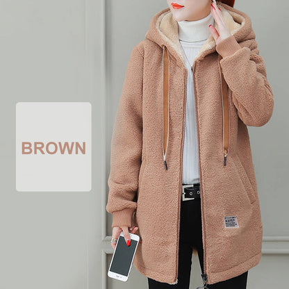 [Vintergåva] 🎁Ladies Vinter Varm Tjock Faux Lambswool Jacka