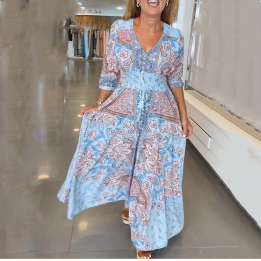 🌸 2026 Vår-Sommar Trend | Elegant blommig maxiklänning | Lös och kvinnlig siluett 💃【-50%】