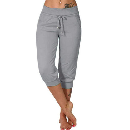 Bästsäljare🔥 👖 Högmidjade 3/4-joggers med sidofickor – stretchig komfort för träning och vardag