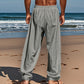 👖 50% RABATT NU!🌿 Herr Andningsbar Linne Byxor – Lättviktig Sommar Slapp Passform – Justerbar Dragkedja Midja – Casual Strand Byxor 🏖️