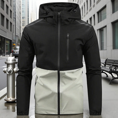 🎉🛍️HOT SALE 50% RABATT🎉Herrjacka i färgblock med huva, vindskyddad och avslappnad