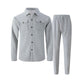 🧥 50% RABATT 👖 | Herr Våffelmönster Set – Jacka & Byxor med Knappar