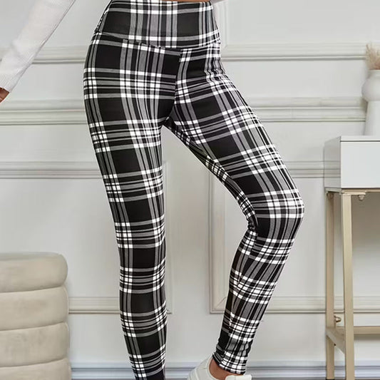Rutiga leggings för damer – mjuka, stretchiga och snygga vinterplagg 🧣