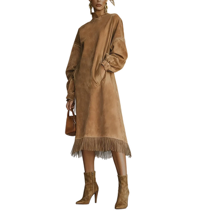 50 % rabatt! 🔥👗 Minimalistisk vardagsklänning för damer i imitationsmocka: mjuk och bekväm, med en elegant look ✨💃