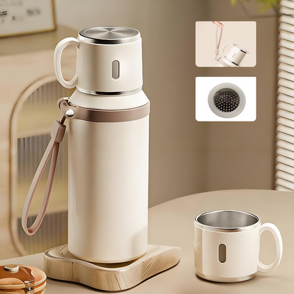 Vakuumisolerad flaska i rostfritt stål med kopp