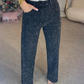 💎 Premium Stenförsedda Jeans Dam | Vintage Tvättad, Höjmidja, Rak Siluett 👖
