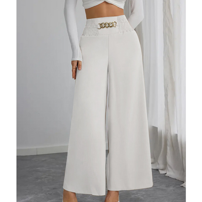 Snygga byxor med hög midja och vida ben för kvinnor