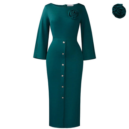 Elegant bodycon-klänning med rund halsringning