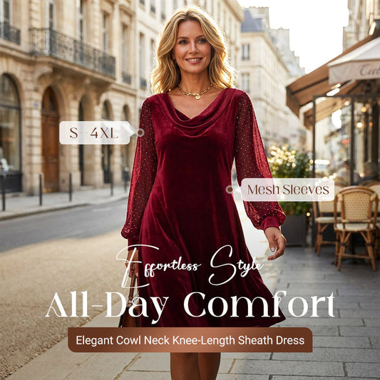 Elegant knälång tubklänning med krage för kvinnor