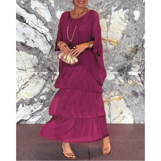 🌺Sommarrea 50% RABATT💐Elegant meshklänning med rund hals och blommönster