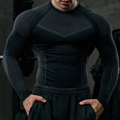 💪Långärmad Tränings-T-shirt för Herr – Athletic Slim Fit & Fukttransporterande!🔥