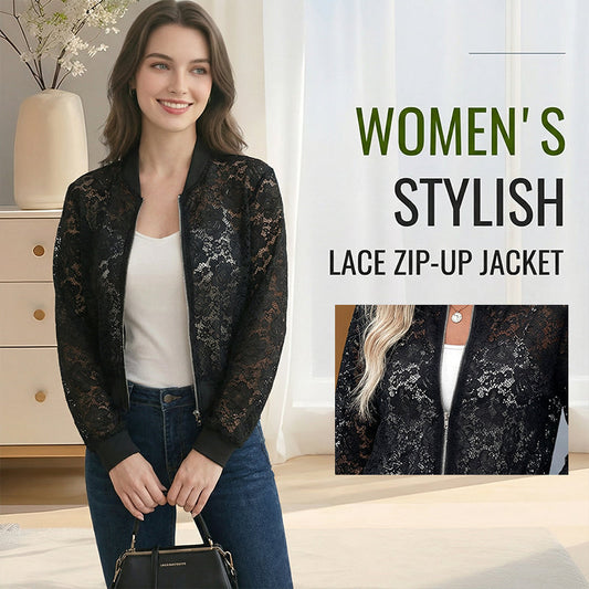 Lätt damjacka i spets med dragkedja