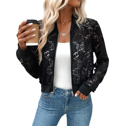 ✨ Elegant spetsjacka med zip-up och kort längd