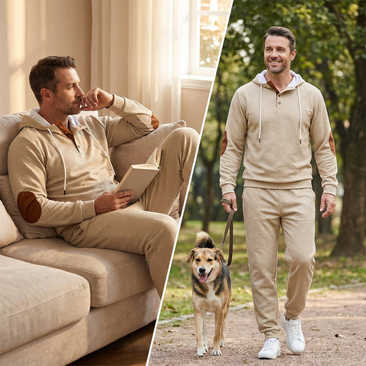 Casual träningsdräkt med huva för herr