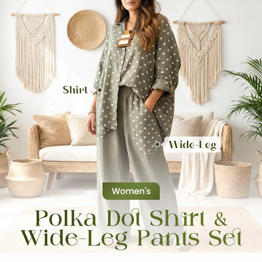Polka Dot-skjorta och byxor med vida ben