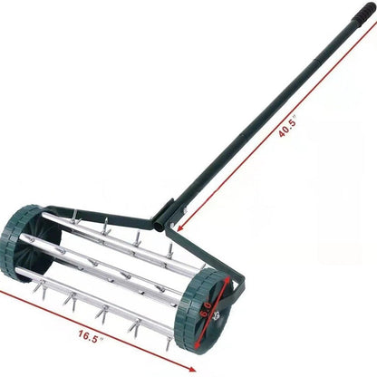 🌿 T-handtag trädgårdshacka / luftare – Robust ogrässtickare i järn för gräsmattor och rabatter – Ergonomisk handvertikutator med halkfritt handtag