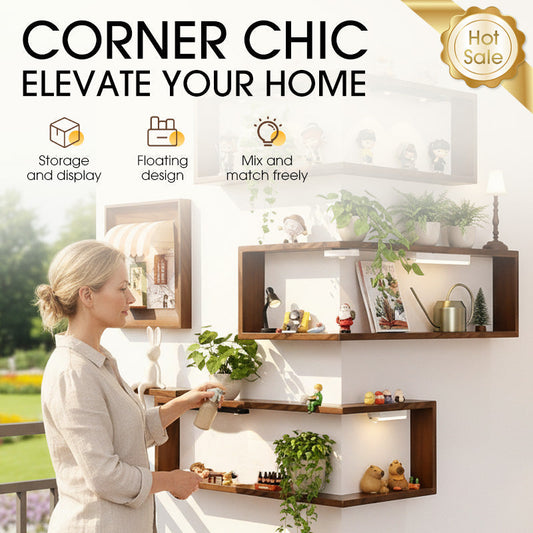 📢📢50 % RABATT !! & FRAKTFRITT🏡✨ RUSTIK HÖRNHYLLA – Varm vintage-look för alla rum