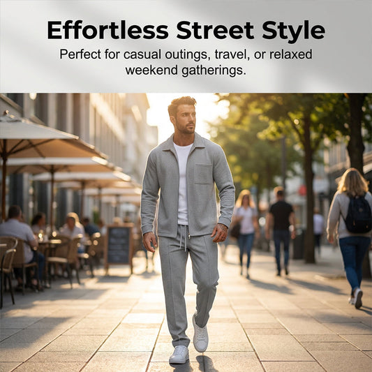 🔥Heta erbjudanden – Casual långärmad jacka och byxor i set