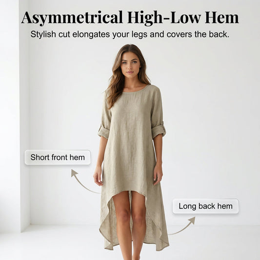 Långärmad tunika med hög-låg fåll för damer