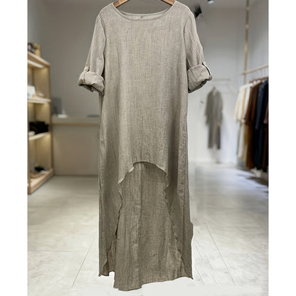 Långärmad tunika med hög-låg fåll för damer