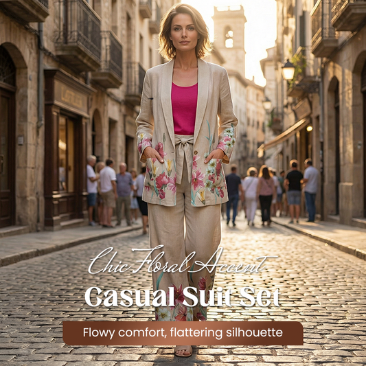 Chic blommig accent casual kostymset för kvinnor