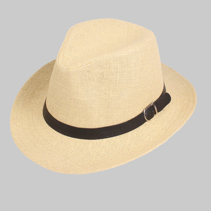 Fedora-hatt i strå med band i konstläder