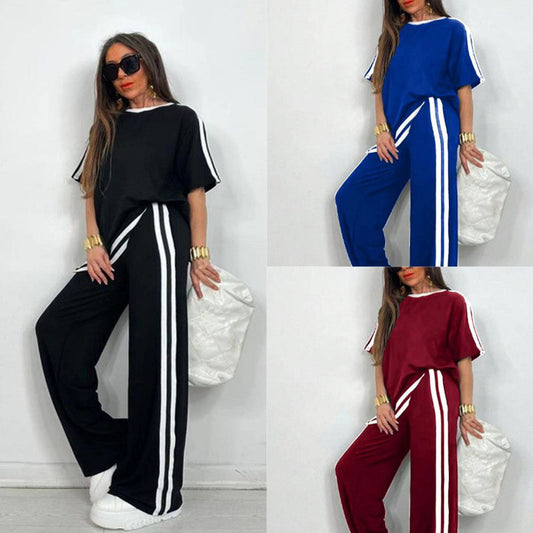 👕👖 Avslappnat randigt set med vida ben
