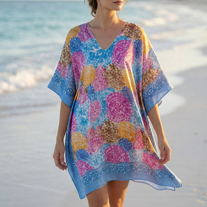 Kvinnors överdragströja med blommönster och V-ringning