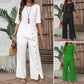 Oregelbundet tvådelat set 👗: Asymmetrisk topp + byxor med en knapprad — Löst och andningsbart 🛍️