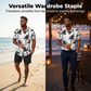 Herrskjorta med tropiskt mönster och matchande shorts