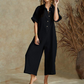 Kortärmad jumpsuit med vida ben för dam