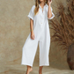 Kortärmad jumpsuit med vida ben för dam