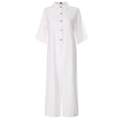 Kortärmad jumpsuit med vida ben för dam