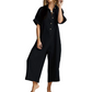Kortärmad jumpsuit med vida ben för dam