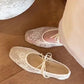 Eleganta ballerinaskor i mesh med rosett