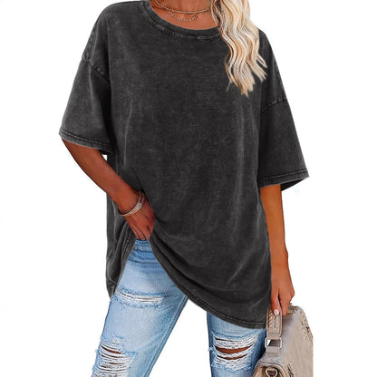 Oversized T-shirt i tvättad vintage-stil för damer