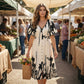 👗 50% RABATT NU! 🌿 Mjuk Klänning i Botaniskt Mönster med V-ringning & Medellång Kjol – Elegant, Lätt & Mångsidig För Alla Tillfällen 🌸