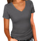 T-shirt med V-ringning i slim fit för damer