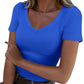 T-shirt med V-ringning i slim fit för damer