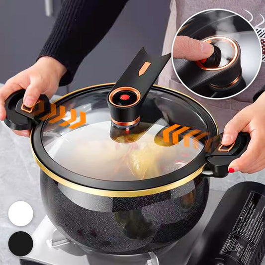 🍲 50% RABATT NU! 🔥 Emaljerad Tryckminipanna med Non-stick – Spara Tid i Köket – 8L Stor Kapacitet – Perfekt för Soppor, Grytor & Ångning – Snabb & Jämn Värmefördelning 🥘
