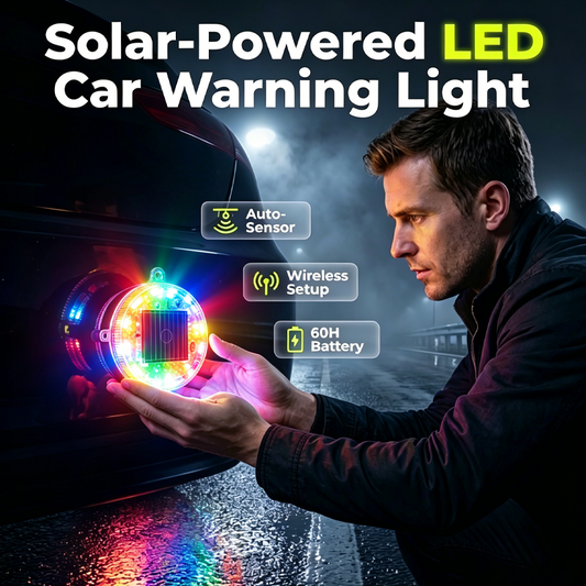 Solcellsdriven LED-varningslampa för bilar