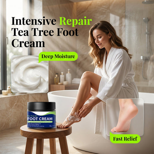 Fotkräm med tea tree-olja för torra, spruckna fötter