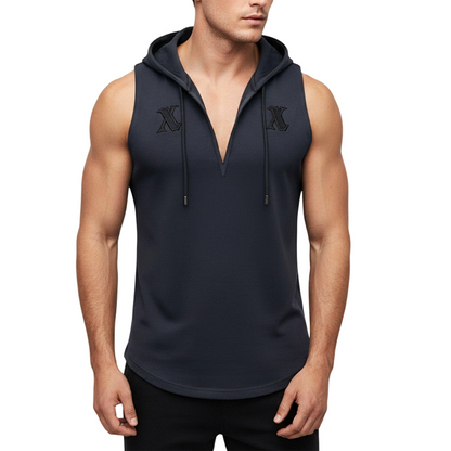 👕 50% RABATT NU! 🏋️‍♂️ Herrarnas Ärmelösa Träningshoodie Tank – V-ringad, Inbyggd Huva & Perfekt För Gym & Utomhusträning 🔥