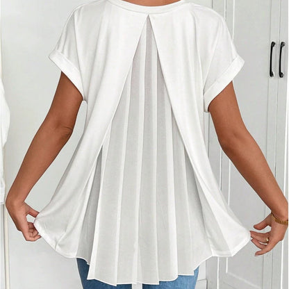 🌸 Rymlig kortärmad topp med omvända veck på ryggen 🌼| Flödande & elegant ✨