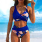 🌺👙 Bikiniset med hög midja och blommönster – Framhäver figuren och ger en slankande effekt, en mjuk semesterlook✨✅